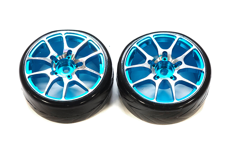 23.ZD25 Alloy 10 Spoke Wheels & Tires Set (2) for 1/10 Drift W=26mm (defects, damaged) - Image 1