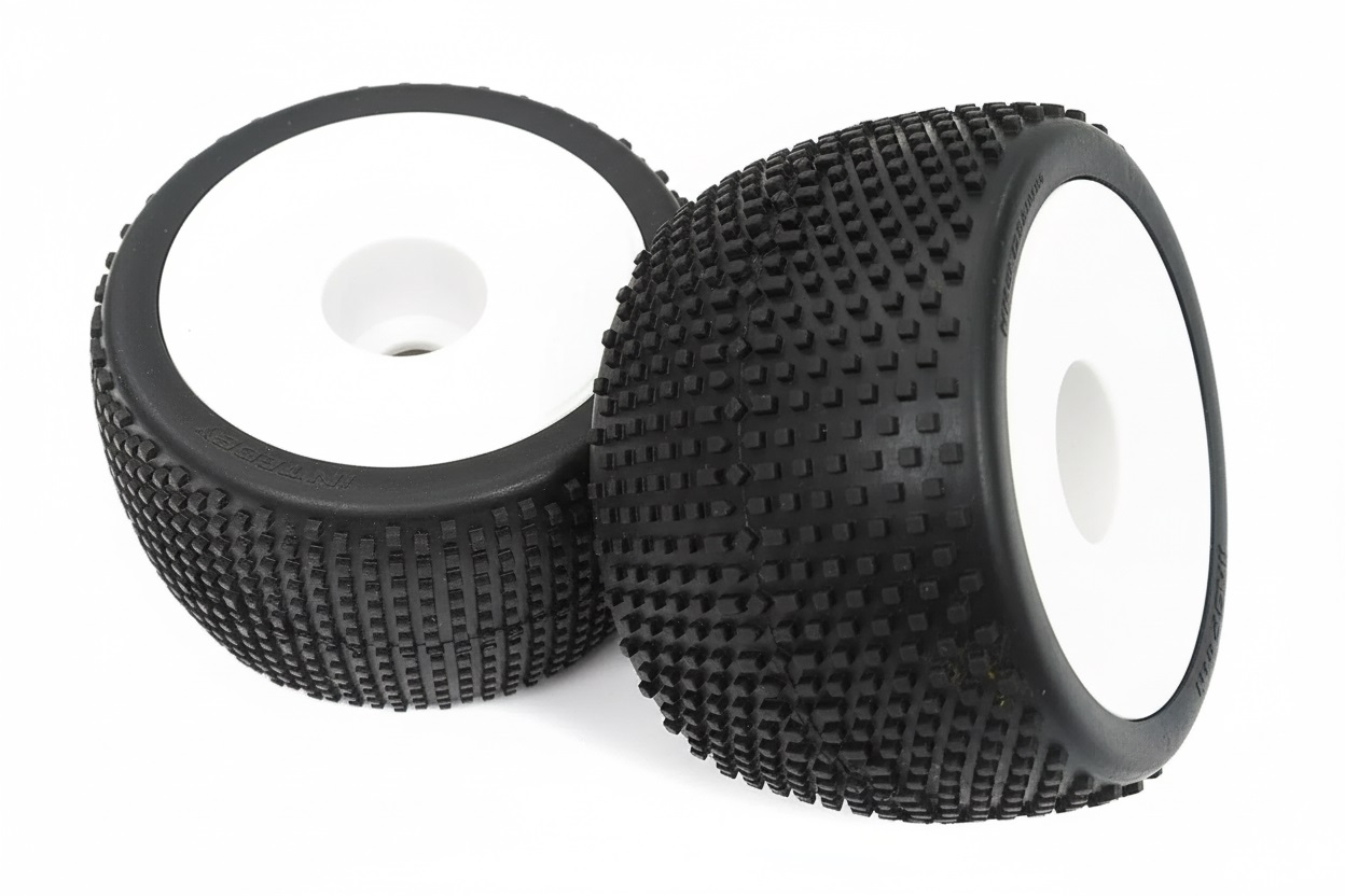 C22498WHITE X-Wide Monster Wheel & Tire(2)SQ-Pattern (40 size) (O.D.=140mm) - Image 1