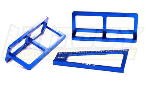 C23060BLUE Alloy Droop Gauge + Ride Height Gauge for 1/8 w/ Droop Stands 60mm - Image 1