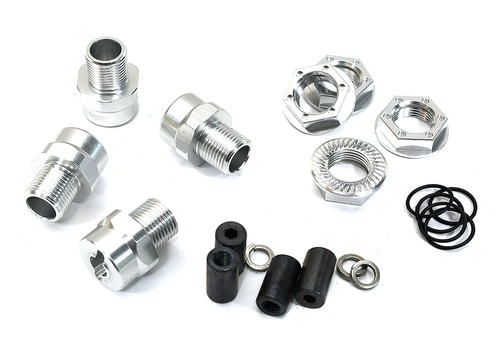 C23101SILVER 17mm Hex Wheel (4) Hub +6mm Offset for Traxxas 1/10 T-Maxx, Summit & Revo - Image 1