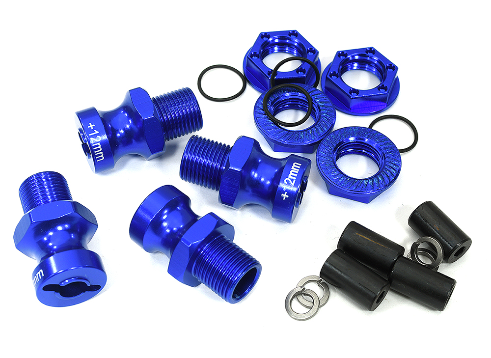 C23102BLUE 17mm Hex Wheel (4) Hub +12mm Offset for Traxxas 1/10 T-Maxx, Summit & Revo - Image 1