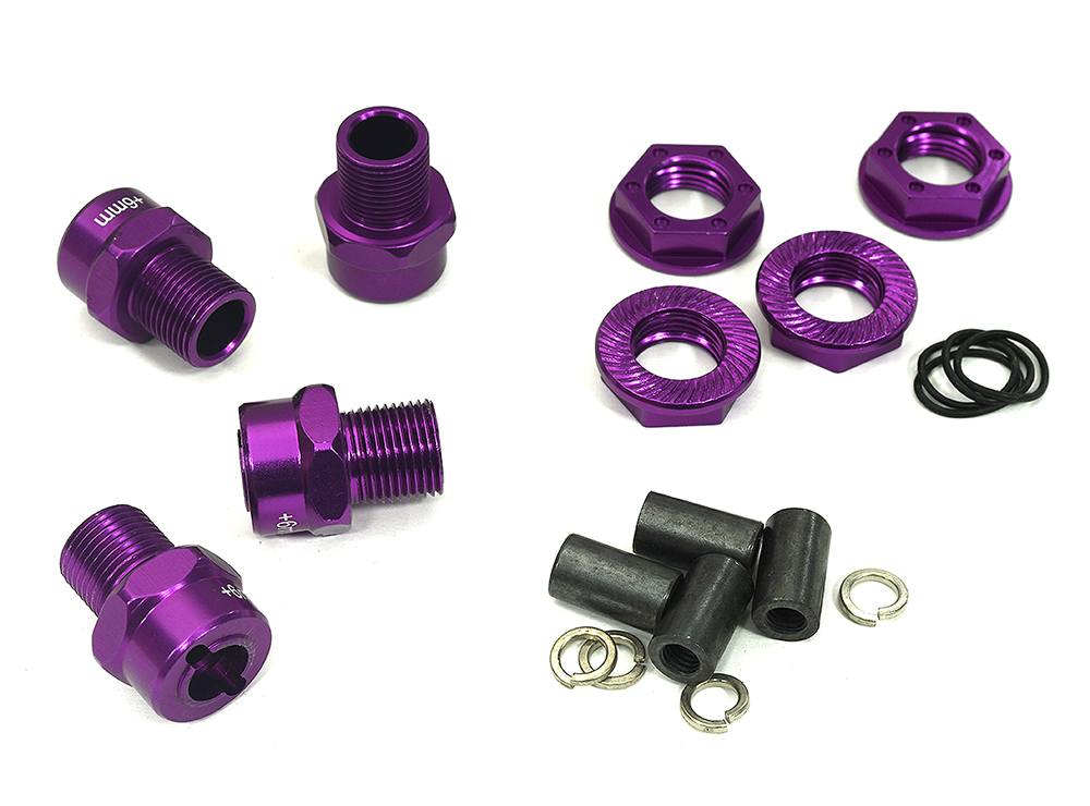 C23104PURPLE 17mm Hex Wheel (4) Hub +6mm Offset for HPI Savage X w/ 6mm Regular Threads - Image 1