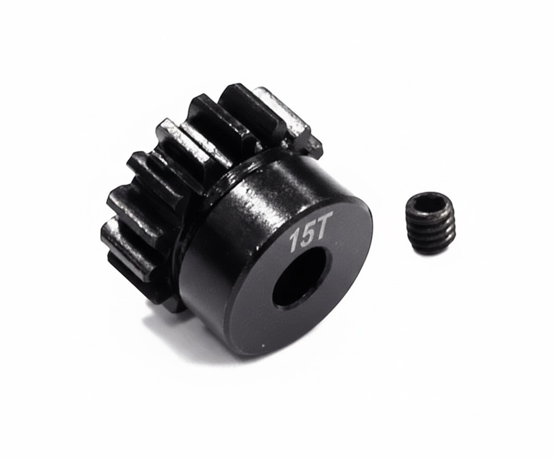 C23205 Billet Steel Pinion Gear 15T, 1M/5mm Shaft for 1/8 Off-Road & Savage Flux - Image 1