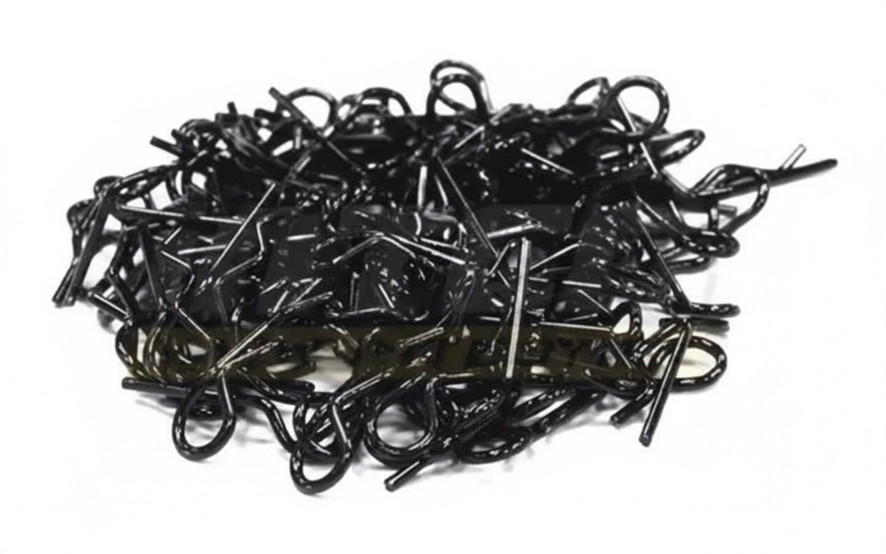 C23214BLACK Bent-Up Body Clips (100) for 1/10 Short Course & Monster Trucks(LxW=19.5x6.5mm) - Image 1