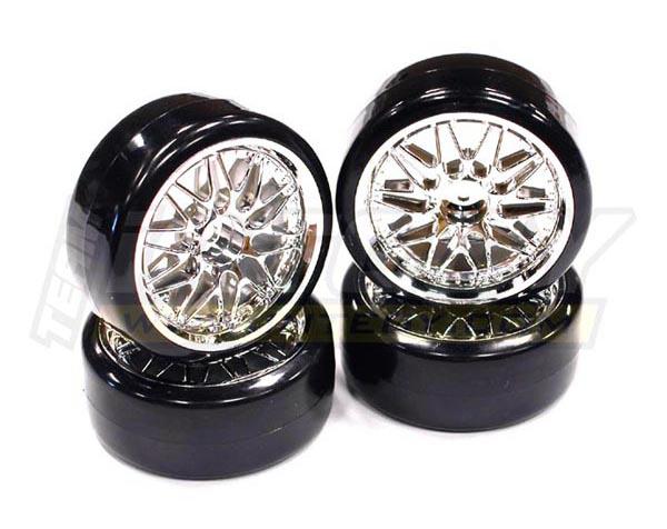 C23239 Type II Wheel & Tire Set (4) for Drift Racing (O.D.=64mm) W=26mm Offset 3.5mm - Image 1