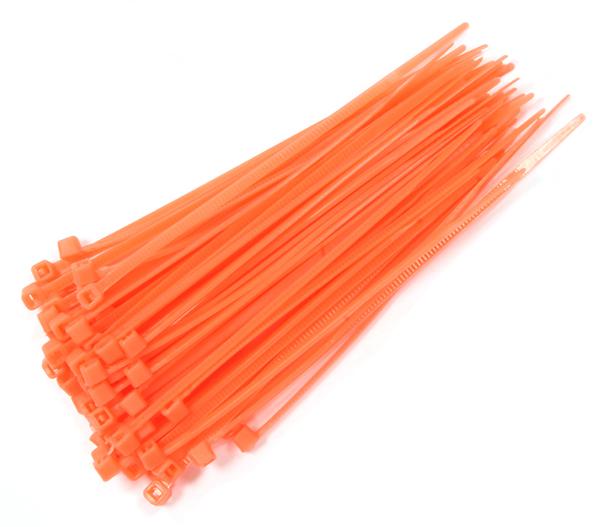 C23386FLUORESCORANGE Plastic Tie Wrap / Cable Tie (100) Small Size - Image 1
