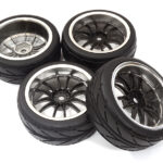 Dual 6 Spoke Wheel & Tire Set (4) for 1/10 Touring Car W=26mm Offset 2.5mm