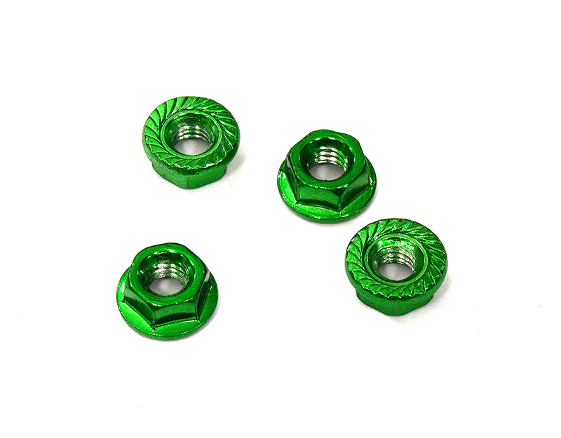 C23471GREEN Steel M4 Size Color Wheel Nut 4pcs Set - Image 1