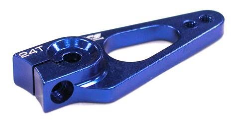 C23563BLUE Billet Machined Servo Horn 24T for Hitec Servo (r=24, 27mm Holes) - Image 1