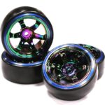 6 Spoke Wheel w/Outer Ring + Drift Tire (4) Set W=26mm Offset 10.5mm