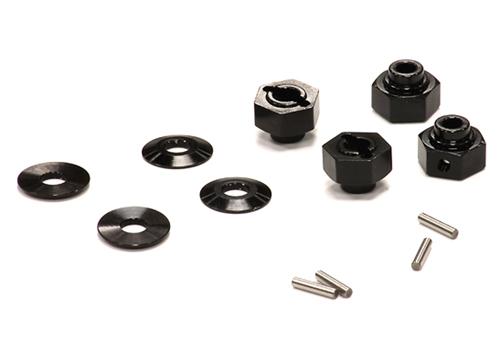 C23844BLACK Billet Machined Hex Wheel Hub Set (4) for Axial Wraith 2.2 AXA1090 AX30429 - Image 1