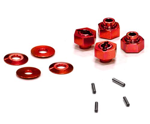 C23844RED Billet Machined Hex Wheel Hub Set (4) for Axial Wraith 2.2 AXA1090 AX30429 - Image 1