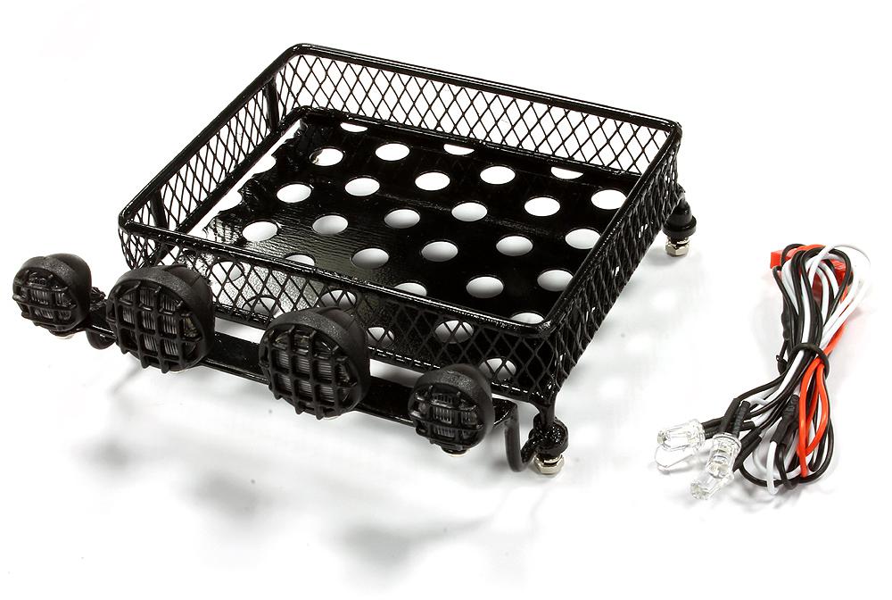 C23852 Realistic 1/10 Scale Metal Luggage Tray 101x82mm with 4 LED Spot Light Set - Image 1