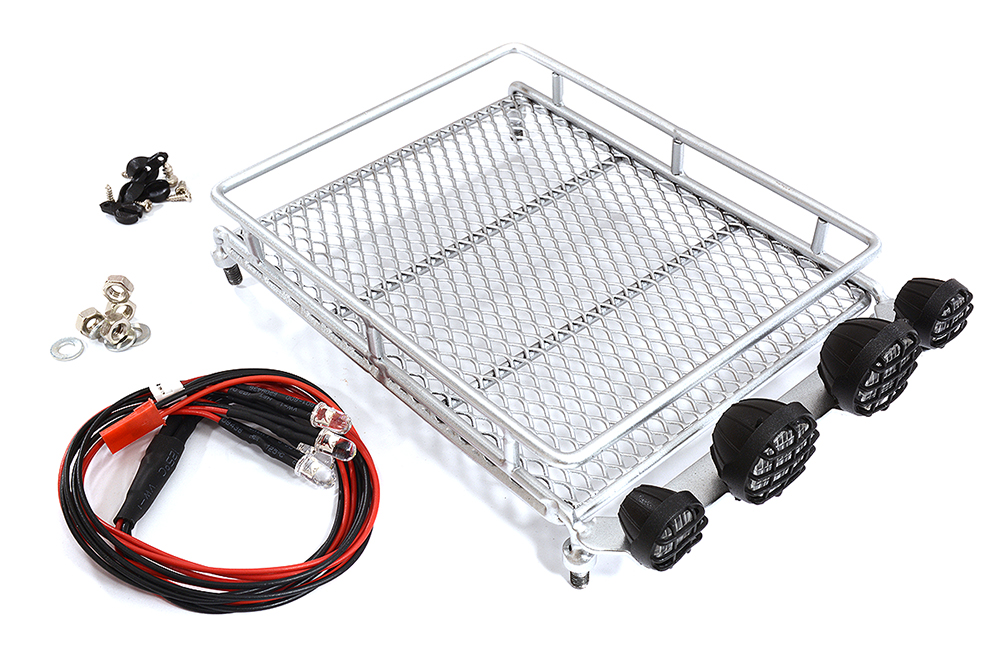 C24336 V2 T11 Realistic 1/10 Scale Metal Luggage Tray with 4 LED Adj. Light 154x108mm - Image 1