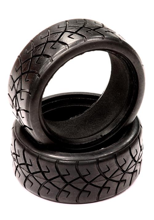 C24462 X-Type Pattern Rubber Tires (2) w/ Insert for 1/10 Touring Car - Image 1