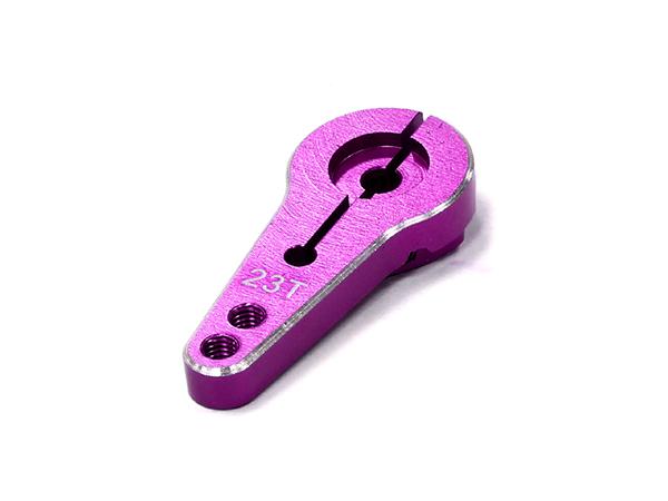 C24485PURPLE Billet Machined Single Sided Servo Horn 23T for KO & JR Servo (r=20, 24mm Holes) - Image 1