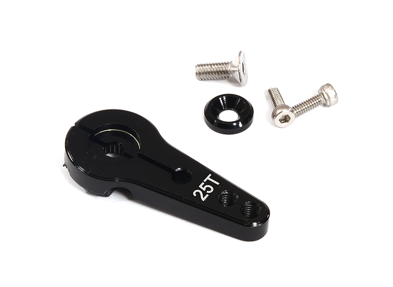 C24487BLACK Billet Machined Single Sided Servo Horn 25T for Futaba Servo (r=20, 24mm Holes) - Image 1