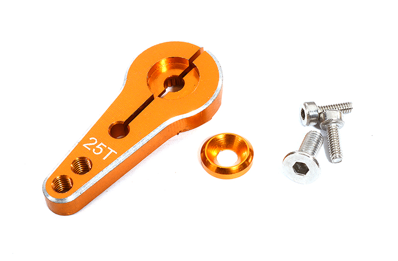 C24487ORANGE Billet Machined Single Sided Servo Horn 25T for Futaba Servo (r=20, 24mm Holes) - Image 1