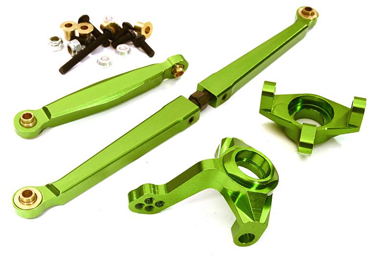 C24566GREEN V2 Machined Steering Blocks and Linkages for Axial SCX-10 Honcho & Dingo AX80004 - Image 1