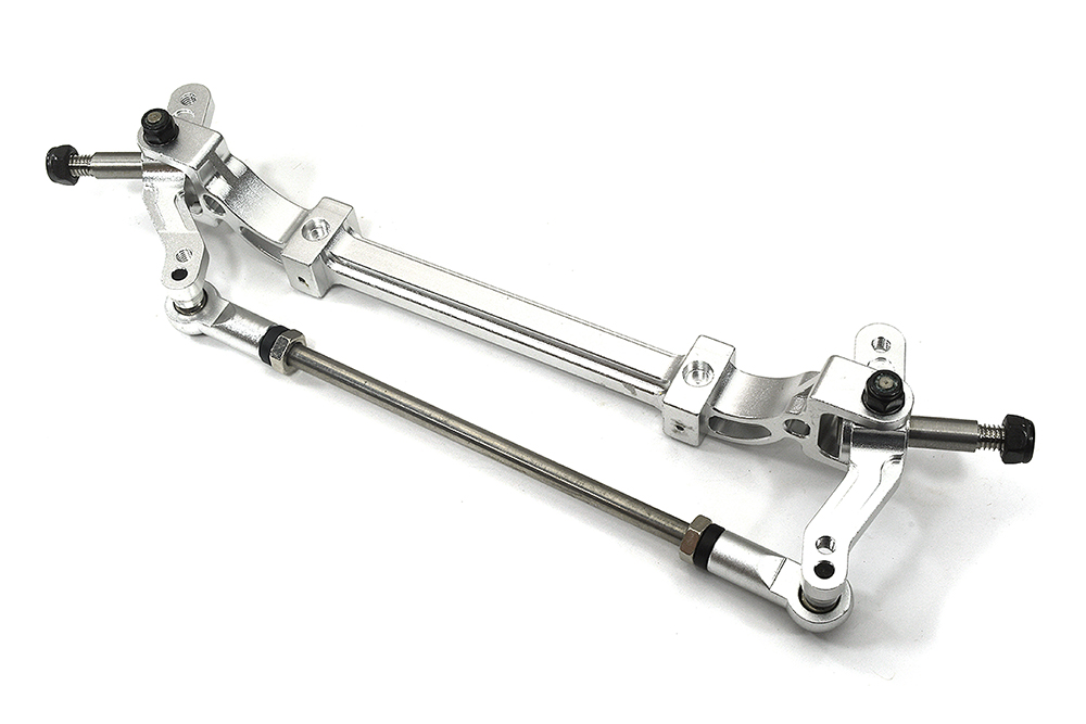 C24822SILVER V2 Billet Machined Front Beam Axle w/Steering Setup for Custom 1/14 Semi-Tractor - Image 1