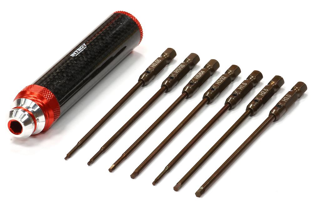 C24868RED QuickPit Spring Steel Allen Hex (7) Wrench Set w/ Carbon Fiber Handle - Image 1