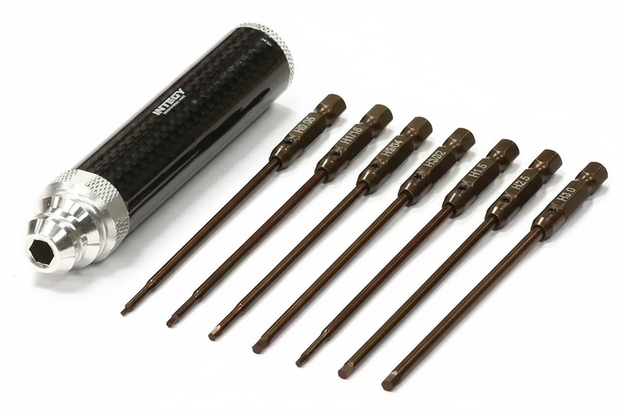 C24868SILVER QuickPit Spring Steel Allen Hex (7) Wrench Set w/ Carbon Fiber Handle - Image 1