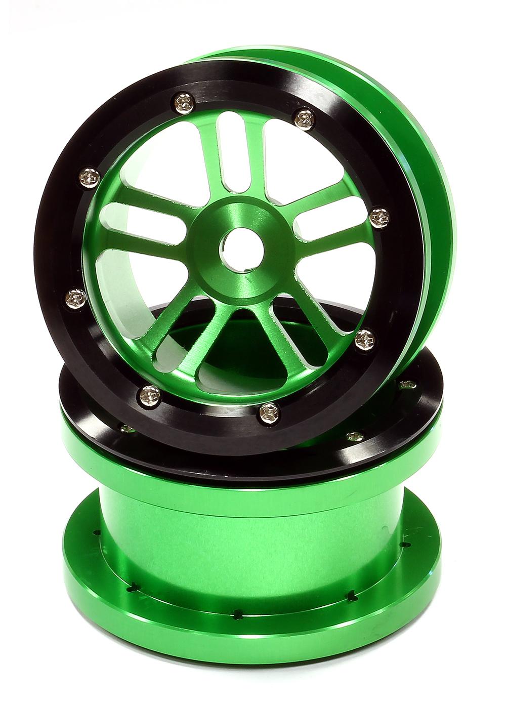 C24884GREEN Billet Machined T2 Dual 5 Beadlock Wheel (2) for Axial Wraith 2.2 w/ 12mm Hex - Image 1