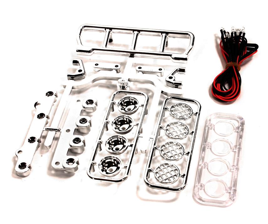 C25000SILVER Realistic Folding Light Bar w/ 4 LED Light Set for 1/10 Size Off-Road - Image 1