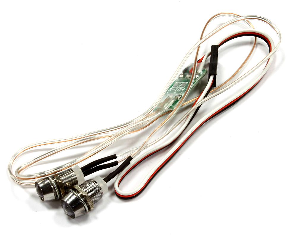 C25033GREEN High Brightness LED Light Set+Housing (2) w/ 7 Mode Flash Control for 4V-7VDC - Image 1