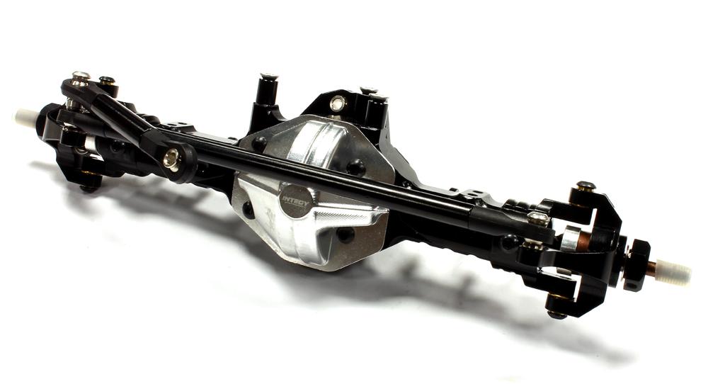 C25063BLACKSILVER Complete Billet Machined T3 Front Axle for SCX-10, Dingo, Honcho & Jeep - Image 1