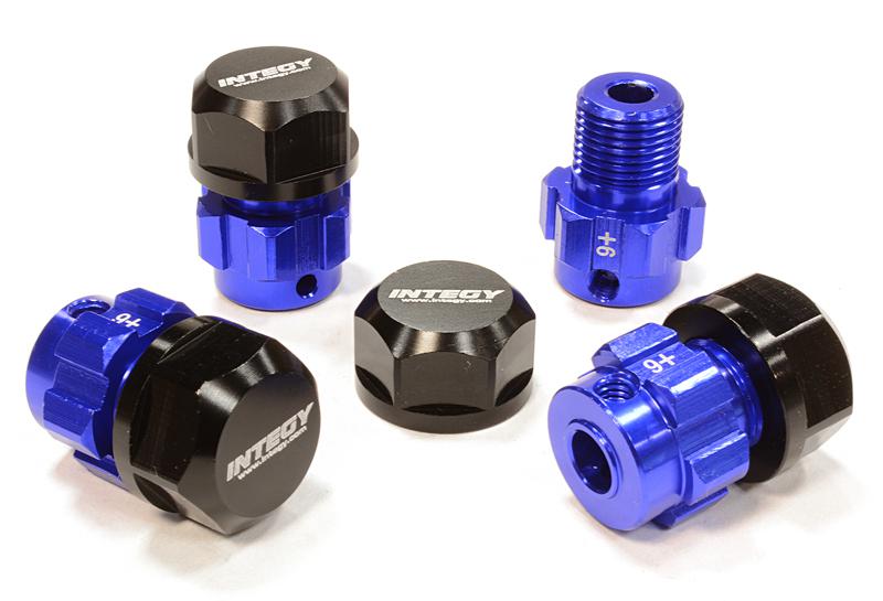 C25089BLUE Billet Machined 17mm Wheel Hex (4) +6mm Offset for T-Maxx, 1/10 Revo & Summit - Image 1