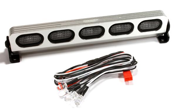 C25138SILVER Realistic T4 Adjustable Spot Light Bar (5) w/ LED for 1/10 & 1/8 Scale - Image 1