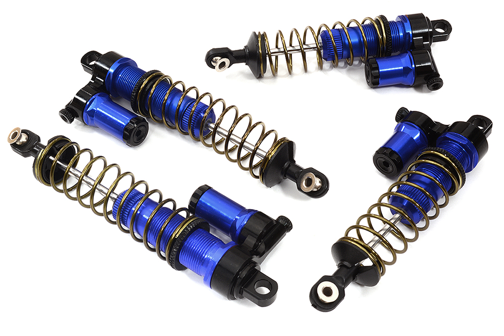 C25142BLUE Machined XSR9 Piggyback Shock Set(4) for Traxxas 1/10 Stampede 4X4 & Rustler 4X4 - Image 1