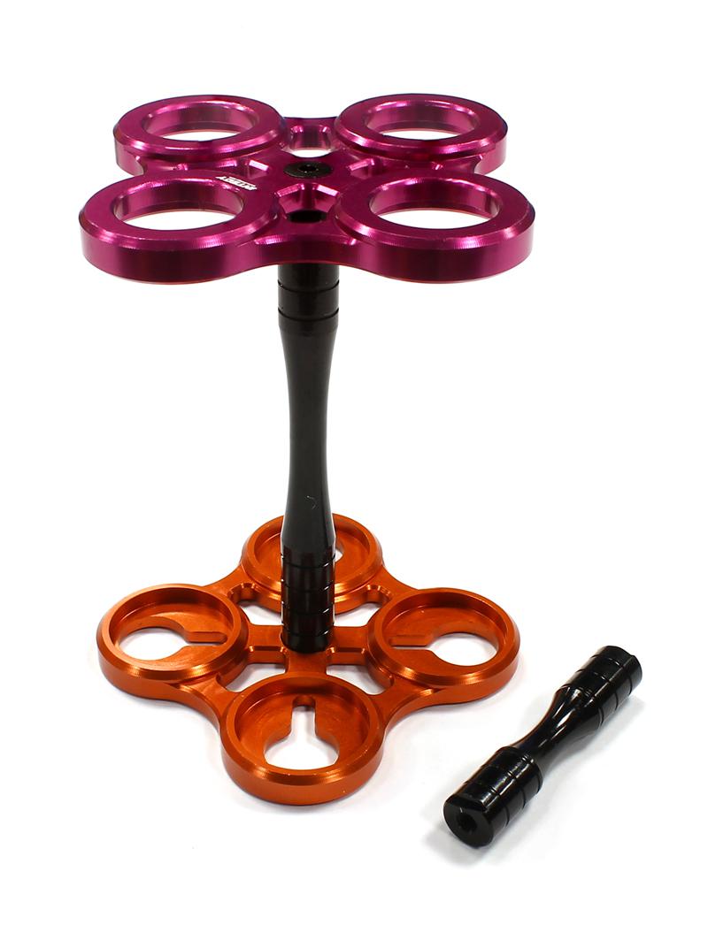 C25231PURPLEORANGE Billet Machined Shock Stand Tool for 1/10 Size Drift & Touring Car - Image 1
