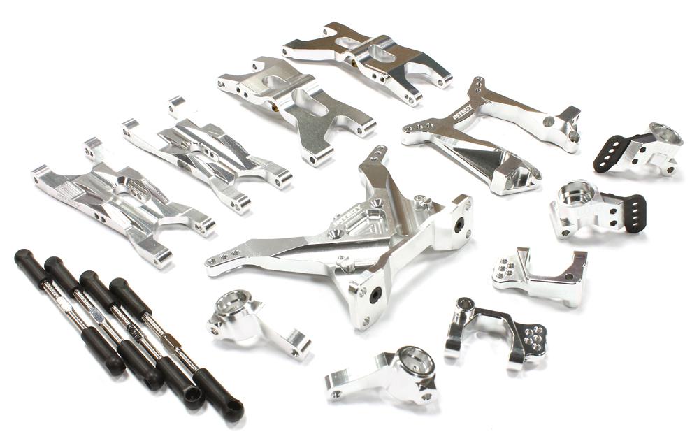 C25297SILVER Billet Machined Suspension Conversion Kit for Team Associated RC10B4.2 FT - Image 1
