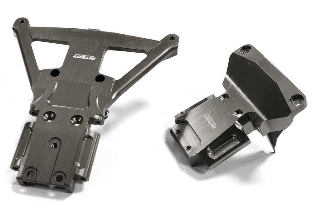 C25302GREY Grey Machined Front & Rear Bulkhead for Traxxas Slash 4X4 LCG Chassis 7429 7430 - Image 1