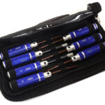 7pcs Mini Tool Set, 1.5, 2.0, 2.5mm Allen + 4.0, 5.5 Socket + Screw Driver Tips