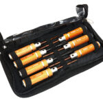 7pcs Mini Tool Set, 1.5, 2.0, 2.5mm Allen + 4.0, 5.5 Socket + Screw Driver Tips
