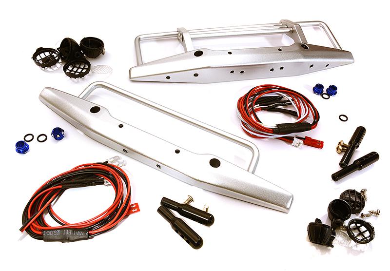 C25445SILVER Realistic Front & Rear Bumper w/ LED Lights for AXial SCX-10, Dingo & Honcho - Image 1