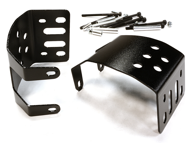 C25446BLACK Alloy Skid Plate Assembly (2) for Axial SCX-10 Type Axle - Image 1