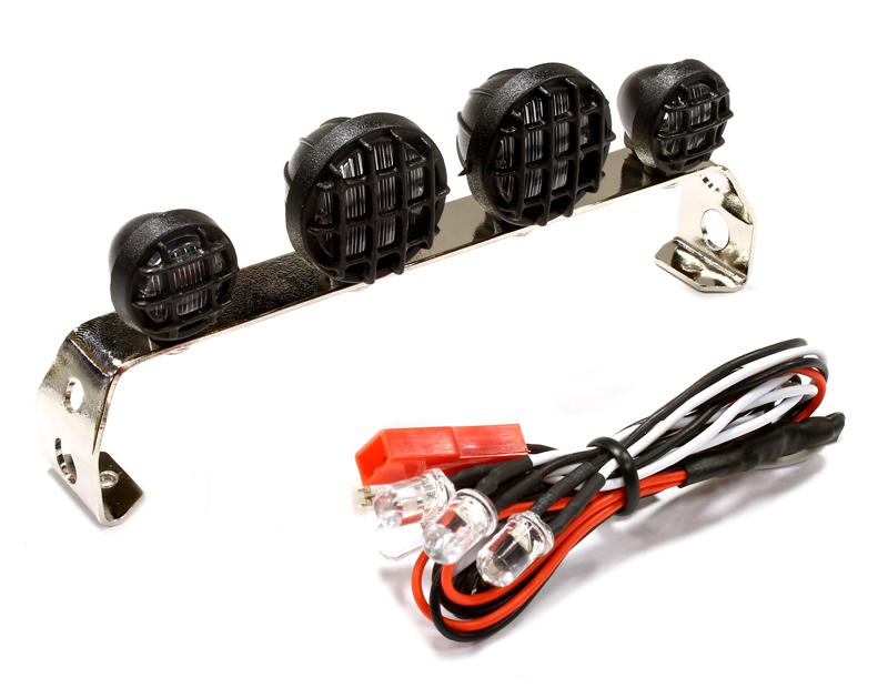 C25511WHITE Realistic Roof Top Spot LED (4) Light Set 107mm Wide for 1/10 Scale Off-Road - Image 1