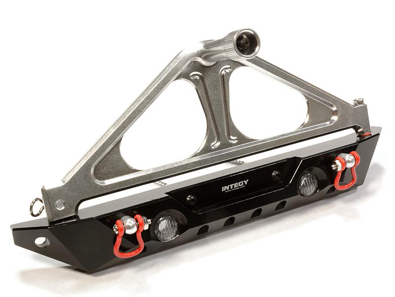 C25541BLACKSILVER V2 Realistic 1/10 Rear Bumper with Spare Tire Rack for SCX-10 - Image 1