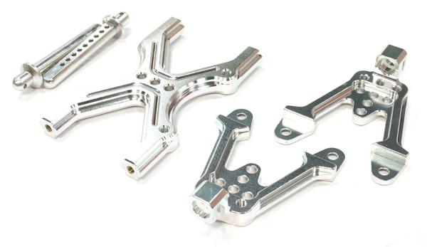 C25604SILVER Billet Machined Rear Shock Tower for Axial SCX-10 Scale Crawler - Image 1