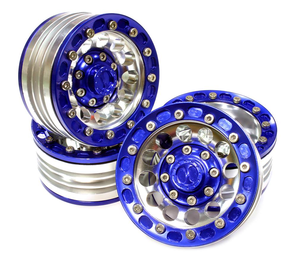 C25619BLUE 1.9 Size Billet Machined Alloy 12H Wheel (4) High Mass Type for Scale Crawler - Image 1