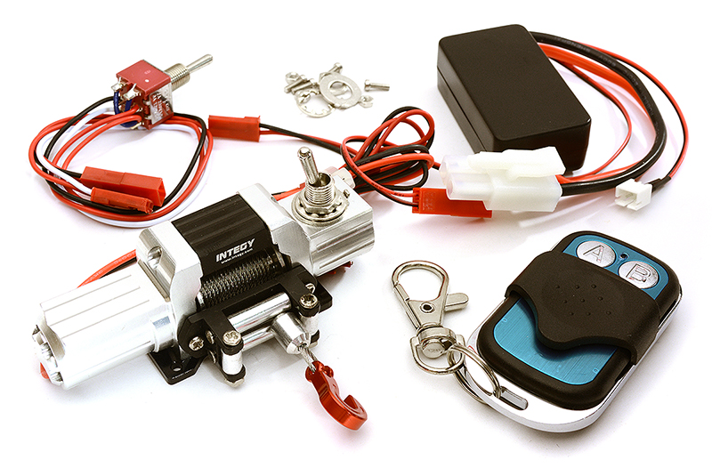 C25622SILVER Billet Machined T8 Realistic Mega Winch w/ Remote for Scale Crawler 1/10 Size - Image 1