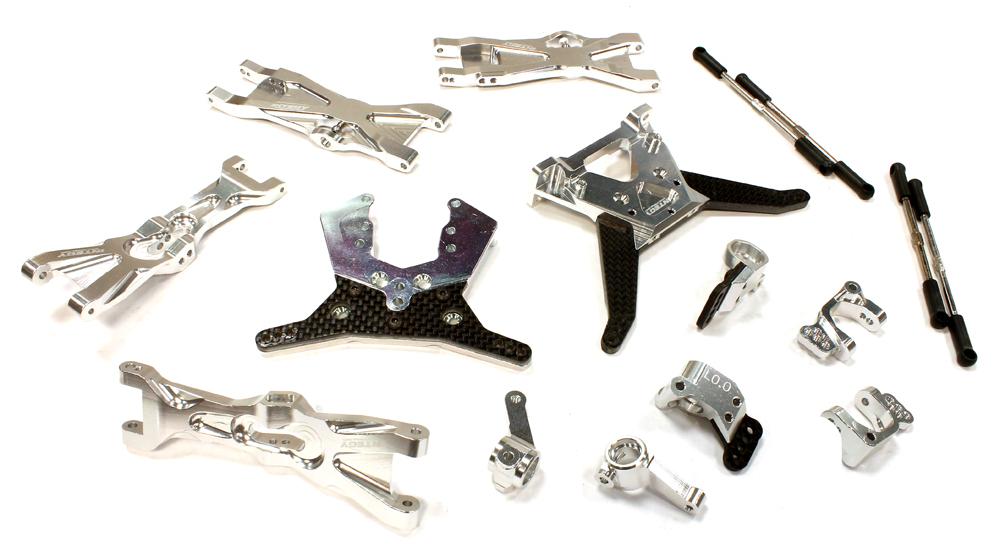 C25644SILVER Billet Machined Suspension Kit for Associated Short Course Truck SC10.2 - Image 1