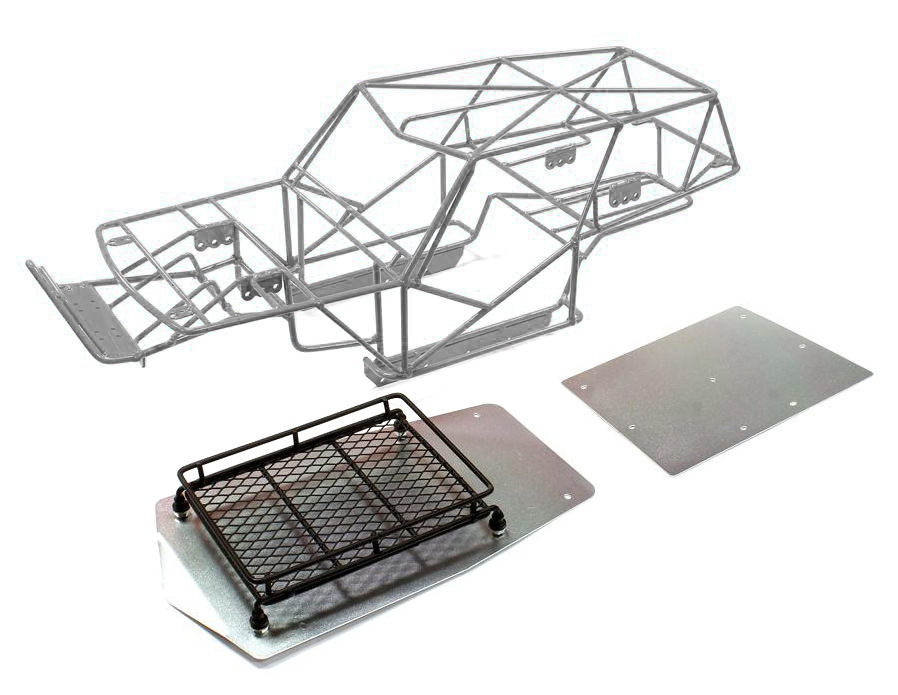 C25668BLACKSILVER Realistic T2 Steel Roll Cage Body w/ Luggage Tray for Axial Wraith 2.2 - Image 1