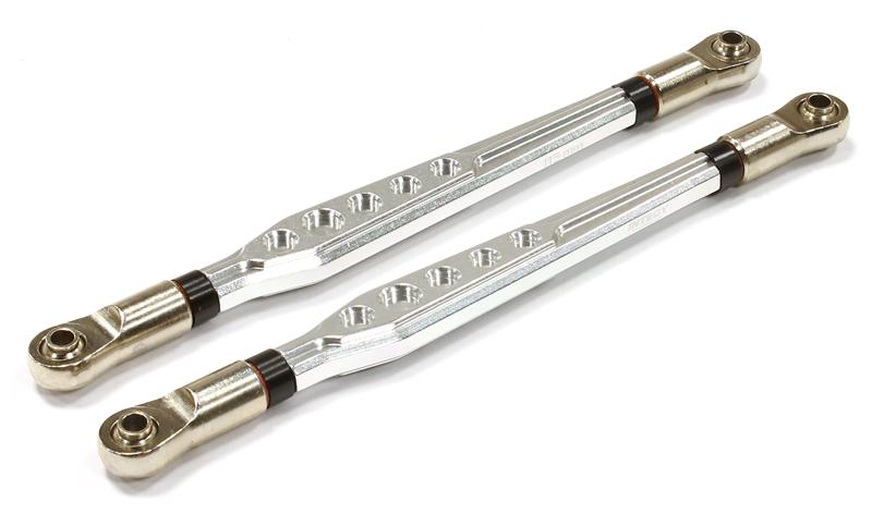 C25691SILVER Billet 115-117mm Type Suspension Link (2) for Axial SCX-10 & Other Crawler - Image 1