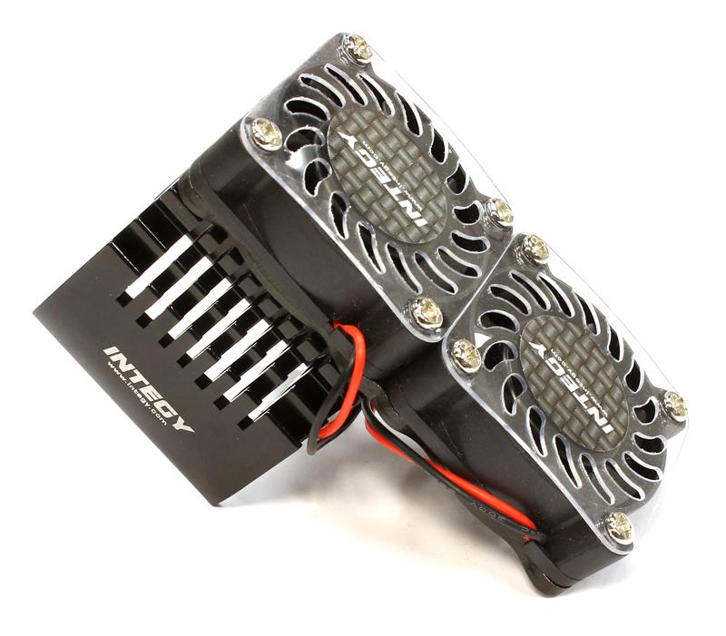 C25728BLACK Twin 40x40mm HS Cooling Fan+Heatsink Mount for 40mm O.D. Motor - Image 1