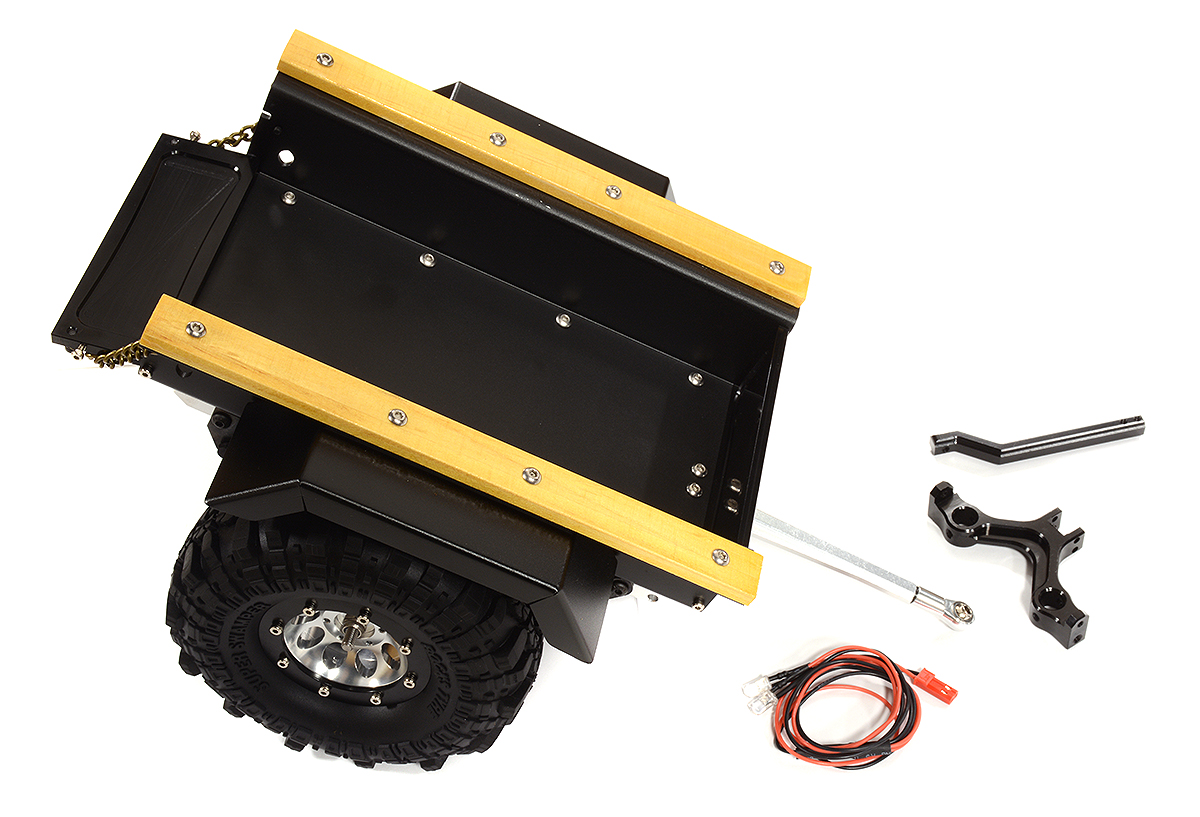 C25800BLACK Realistic Leaf Spring 1/10 Size Utility Box Trailer for Scale Crawler Truck - Image 1